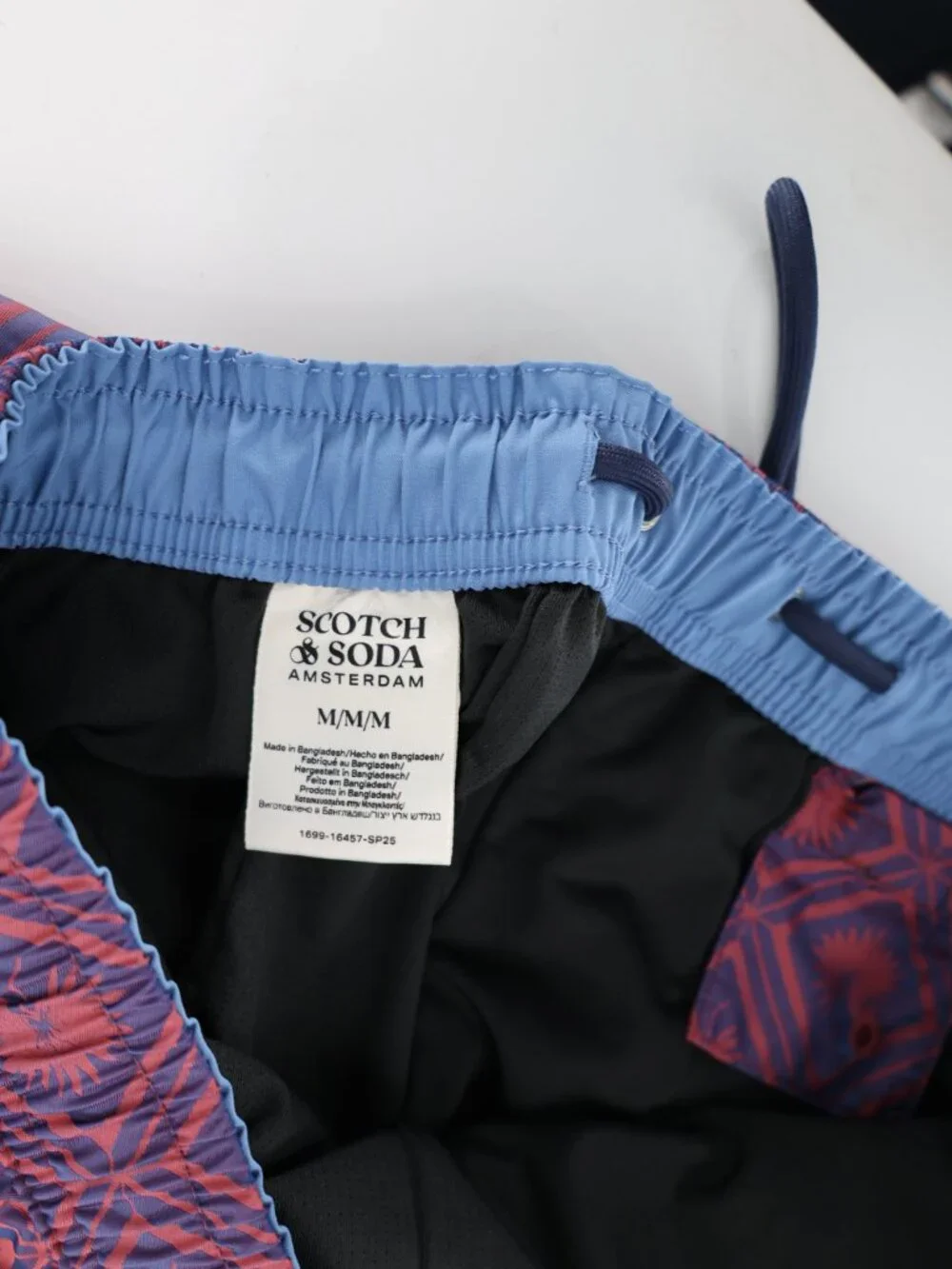 Scotch & Soda Swim Trunks Men's Medium Geometric Lined Drawstring Elastic Waist